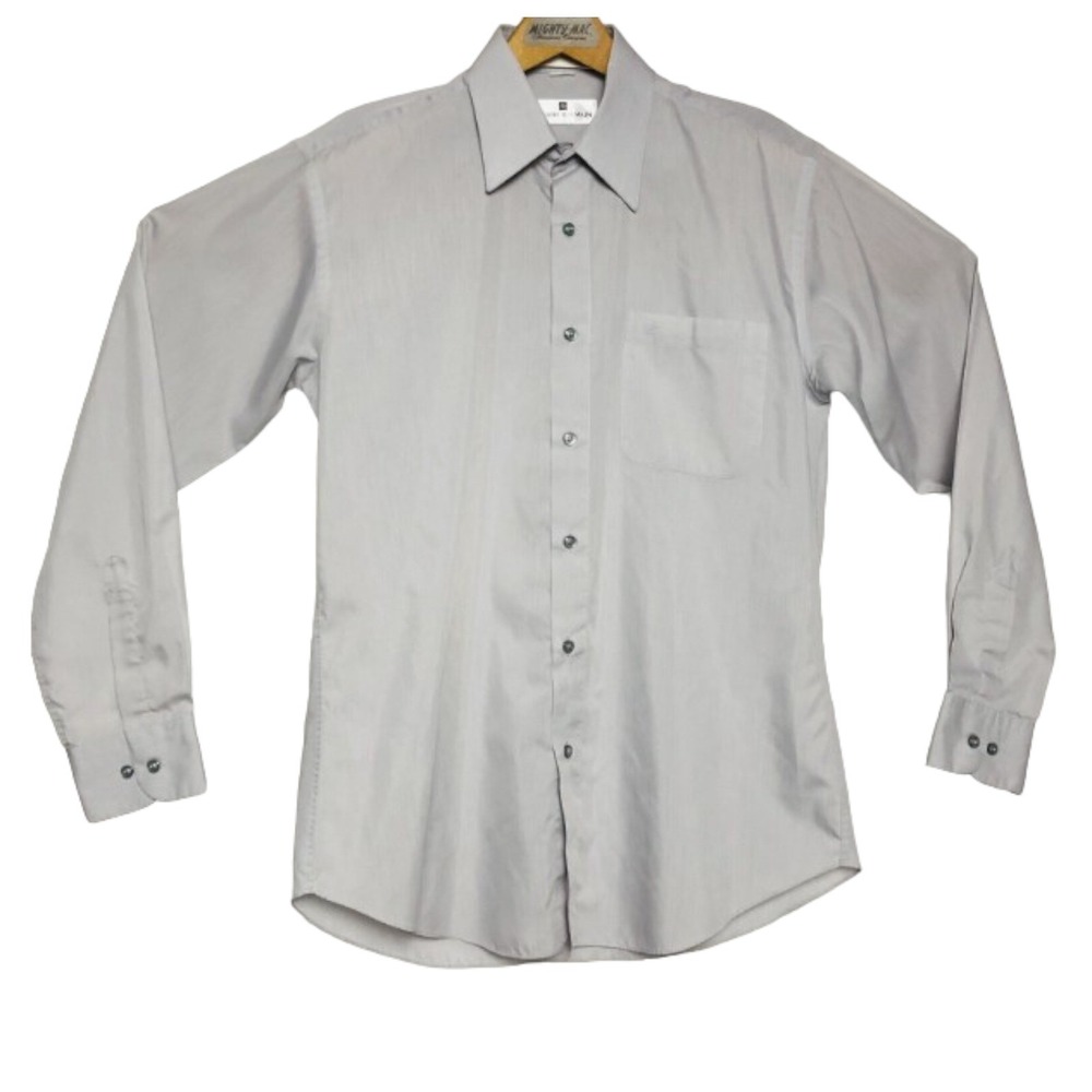 Pierre Balmain‎ Paris Mens Grey L/S Ctn Btn Down w/ Pocket Size 38